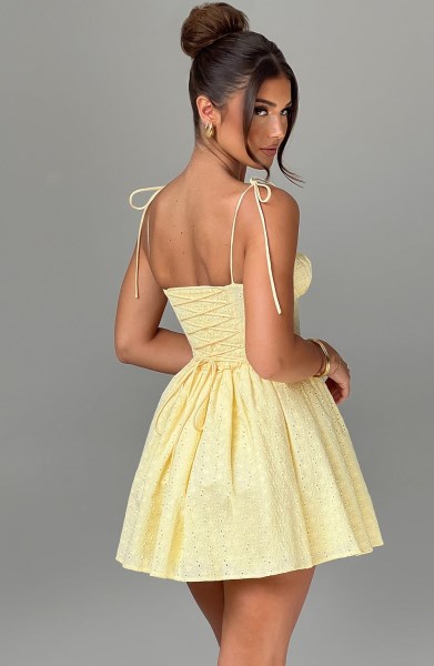 Phoebe Mini Dress - Lemon - Image 5