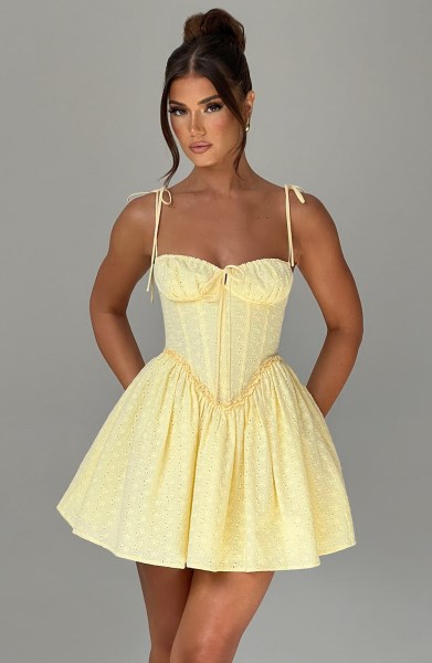 Phoebe Mini Dress - Lemon - Image 6