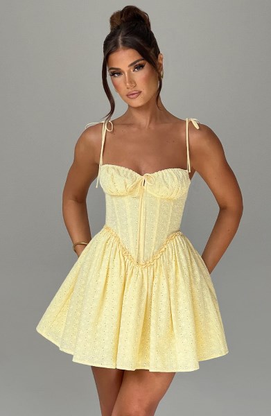 Phoebe Mini Dress - Lemon - Image 7