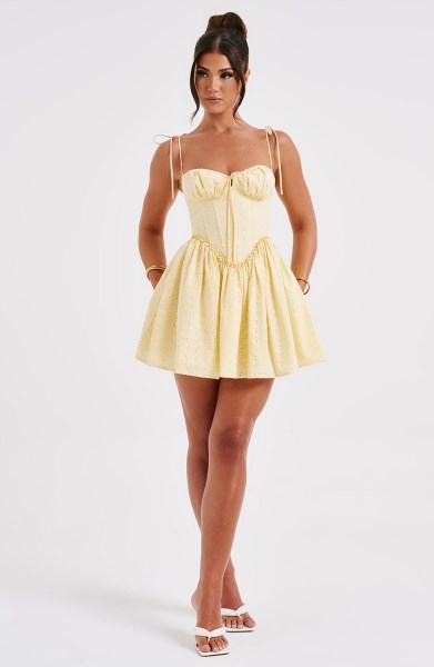 Phoebe Mini Dress - Lemon - Image 8