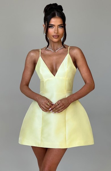 Nicole Mini Dress - Lemon - Image 4